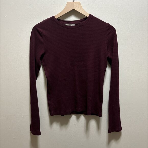 Vince Top Women's Size Medium Red Stripe Long‎ Sleeve Crewneck Basic Staple - Picture 1 of 14
